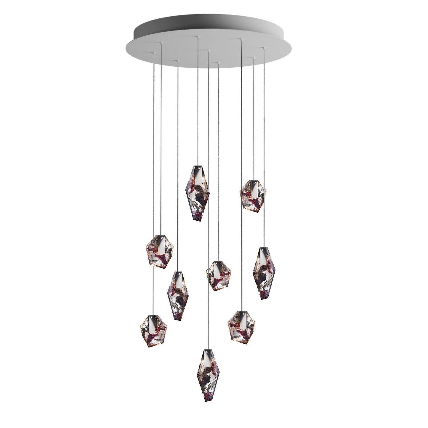Nivocyn Round LED Chandelier Fragmentglass & Metal 11.4"D