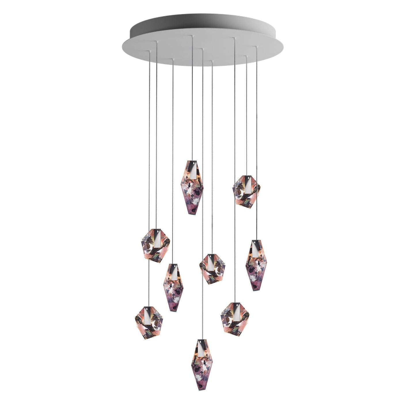 Nivocyn Round LED Chandelier Fragmentglass & Metal 11.4"D