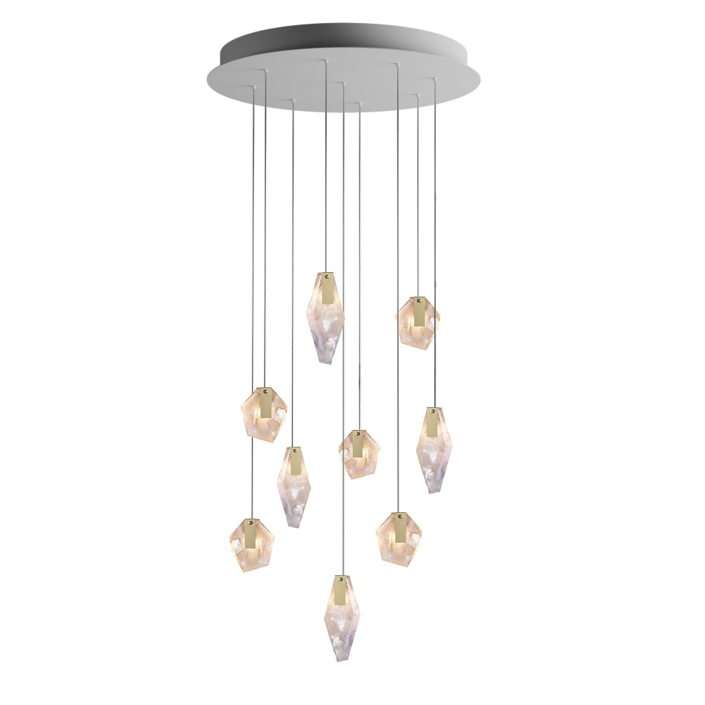 Nivocyn Round LED Chandelier Fragmentglass & Metal 11.4"D