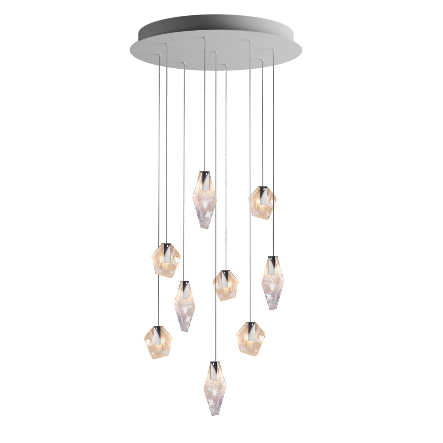 Nivocyn Round LED Chandelier Fragmentglass & Metal 11.4"D