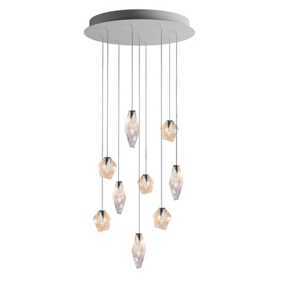 Nivocyn Round LED Chandelier Fragmentglass & Metal 11.4"D