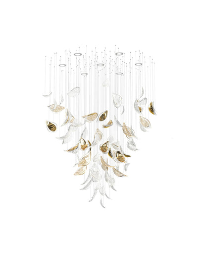 Floating Leaves Meteor Shower Crystal Spiral Chandelier