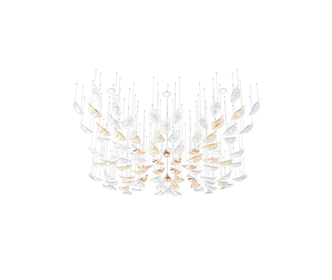 Floating Leaves Meteor Shower Crystal Spiral Chandelier