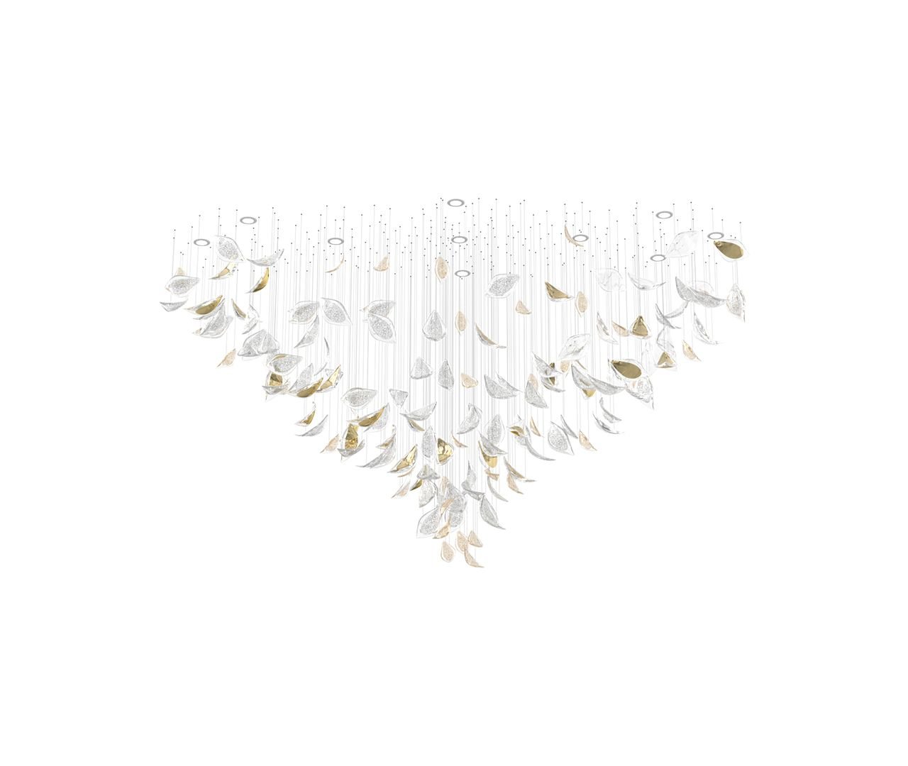 Floating Leaves Meteor Shower Crystal Spiral Chandelier
