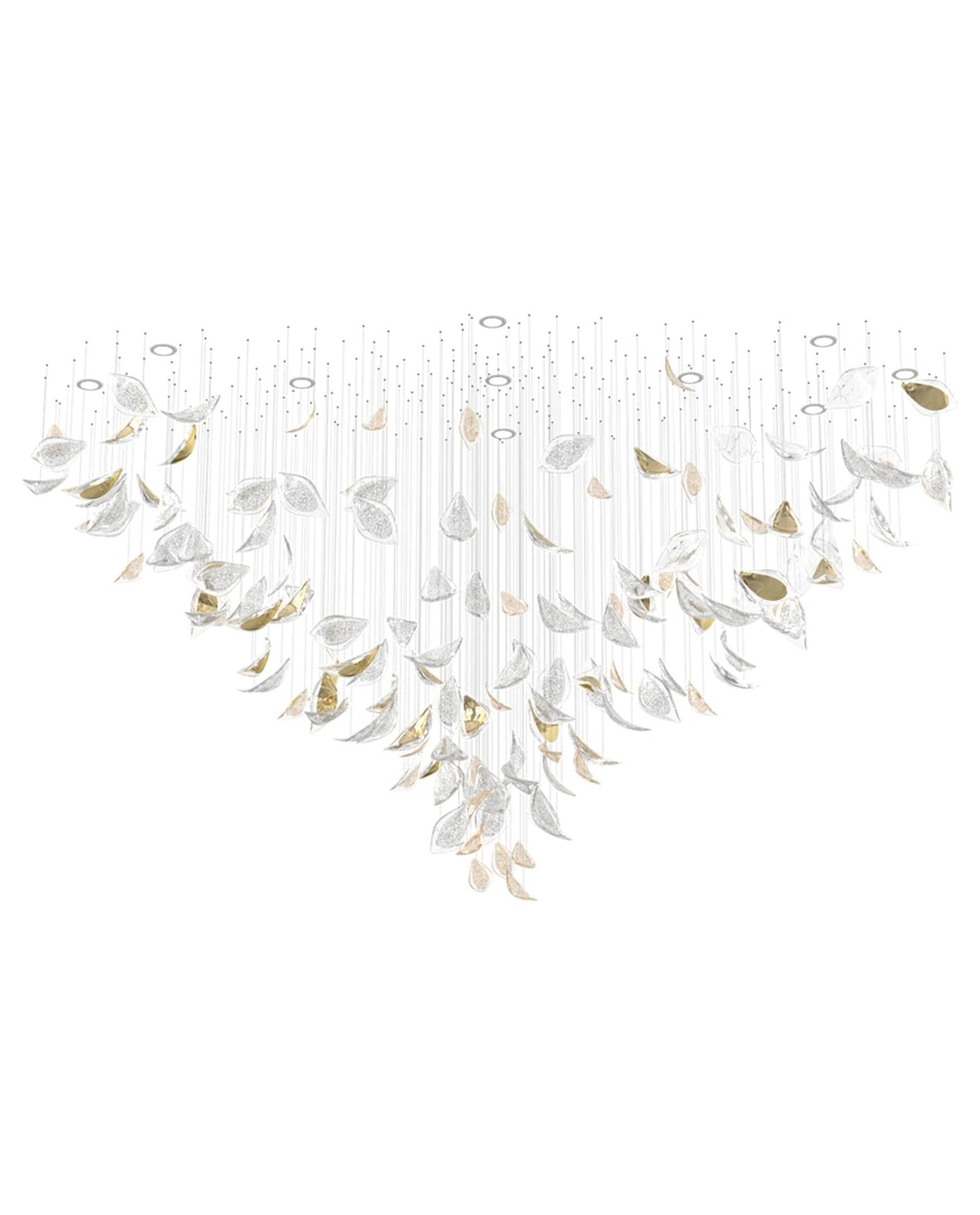 Floating Leaves Meteor Shower Crystal Spiral Chandelier