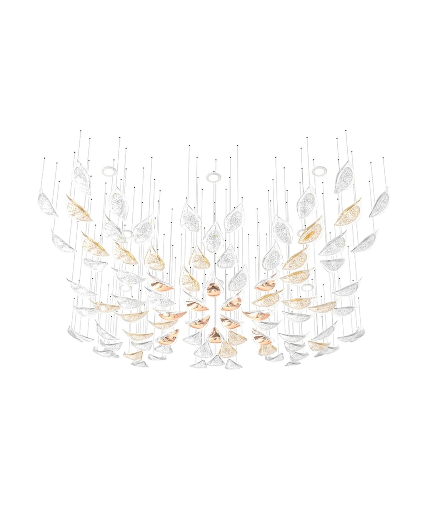 Floating Leaves Meteor Shower Crystal Spiral Chandelier
