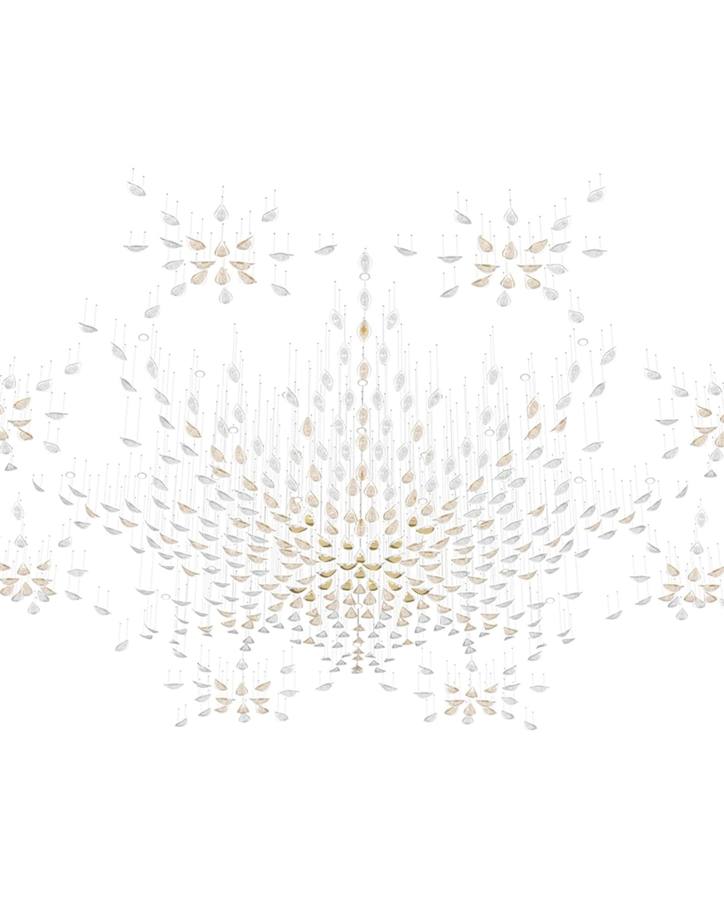 Floating Leaves Meteor Shower Crystal Spiral Chandelier