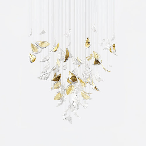Floating Leaves Meteor Shower Crystal Spiral Chandelier