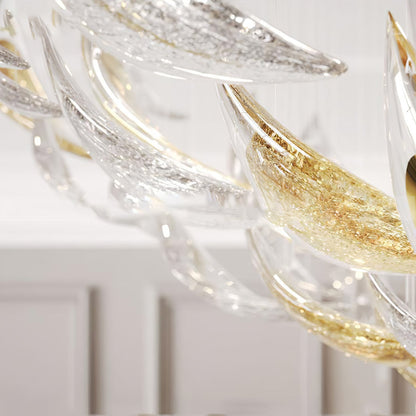 Floating Leaves Meteor Shower Crystal Spiral Chandelier