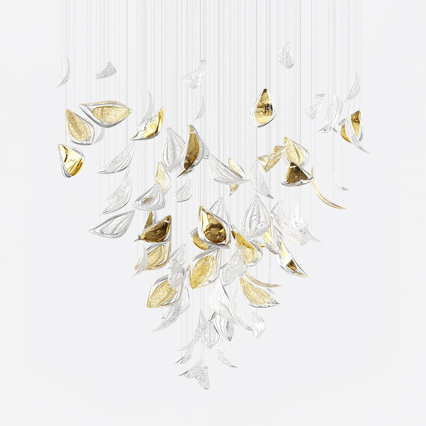 Floating Leaves Meteor Shower Crystal Spiral Chandelier