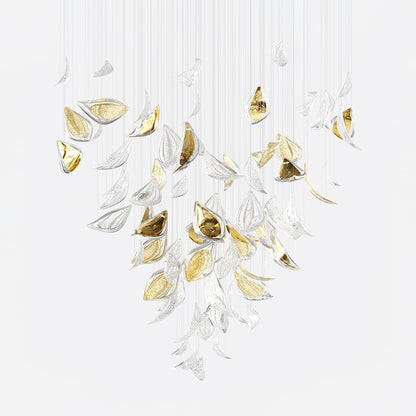 Floating Leaves Meteor Shower Crystal Spiral Chandelier