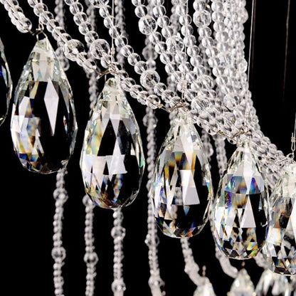 Flush Mounted Spiral Crystal Drops Chandelier Round LED Ceiling Lighting Fixture For Foyer Staircase/ Hotel Entrance - Richardrider