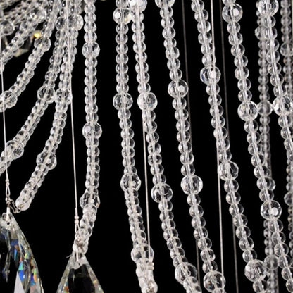 Flush Mounted Spiral Crystal Drops Chandelier Round LED Ceiling Lighting Fixture For Foyer Staircase/ Hotel Entrance - Richardrider