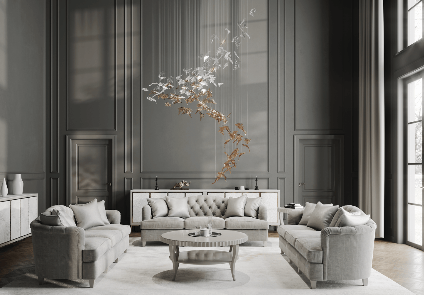 Galaxy Flying Leaves Meteor Shower Crystal Spiral Chandelier