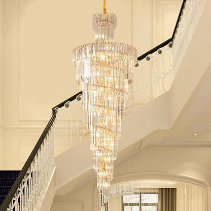 Tiered Foyer Staircase Spiral Crystal Chandelier Hotel Hall/ Entrance High Ceiling Pendant Lighting Fixture - Richardrider