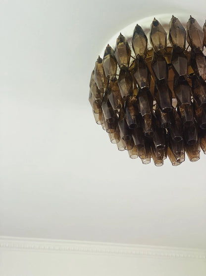 Murano Chandelier – Poliedri – 84 glasses – Dark smoked