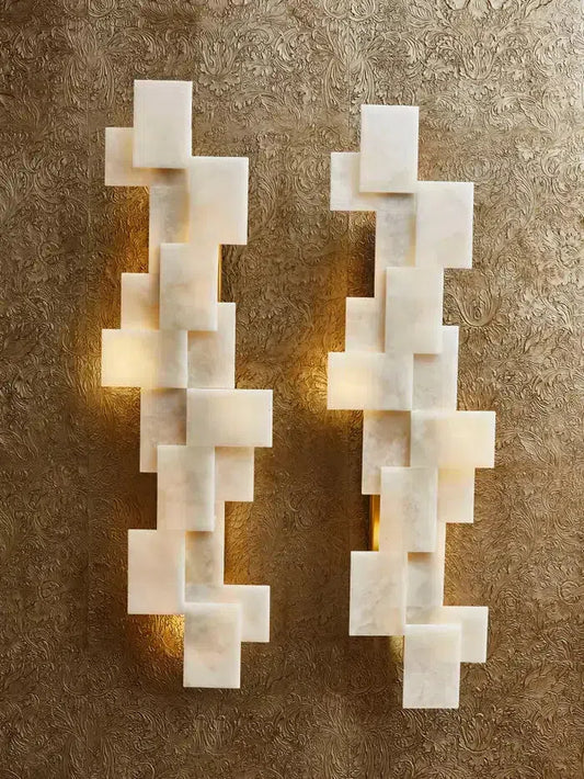 Pair Of Long Wall Sconces in Alabaster - Richardrider