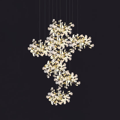 Gingko Leaves Ceramics Spiral Branch Chandelier