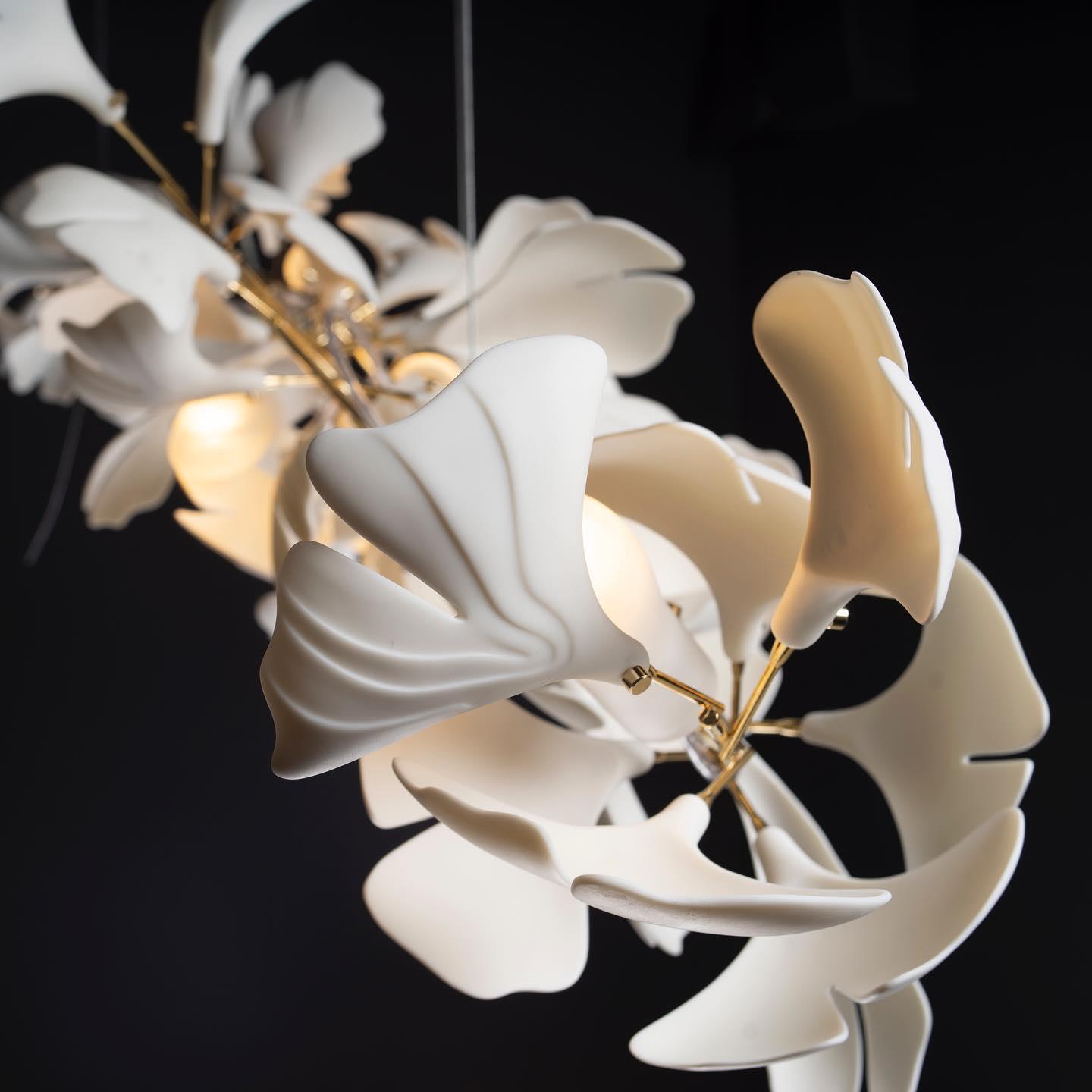 Gingko Ceramic Branch Chandelier A