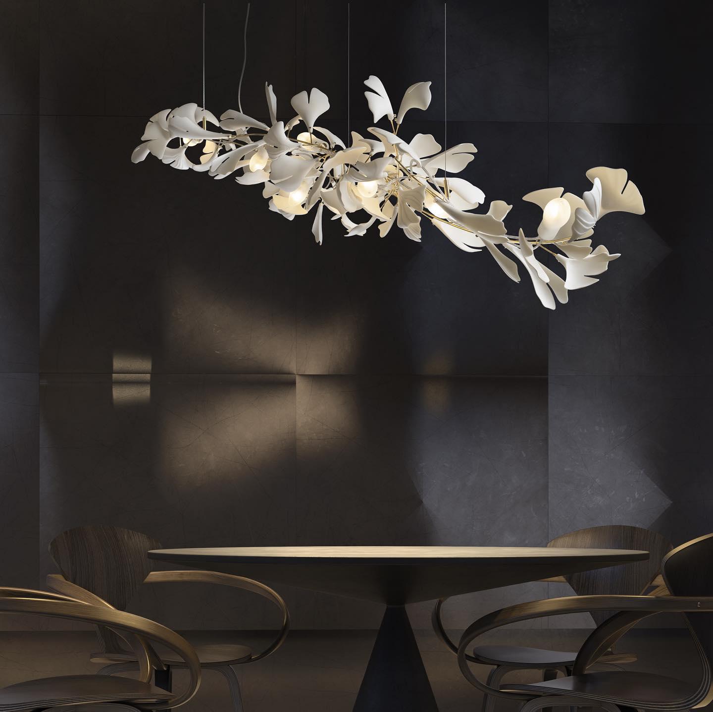 Gingko Ceramic Branch Chandelier A