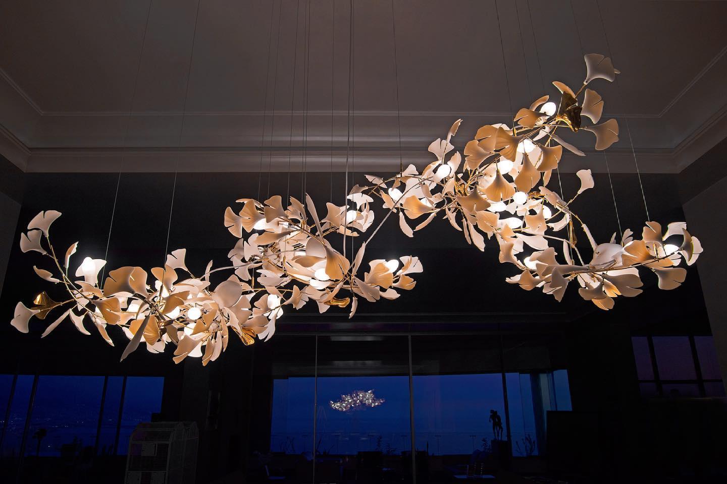 Gingko Ceramic Branch Chandelier A