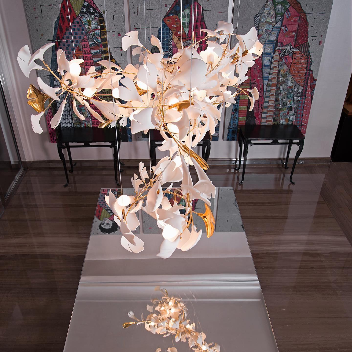 Gingko Ceramic Branch Chandelier A