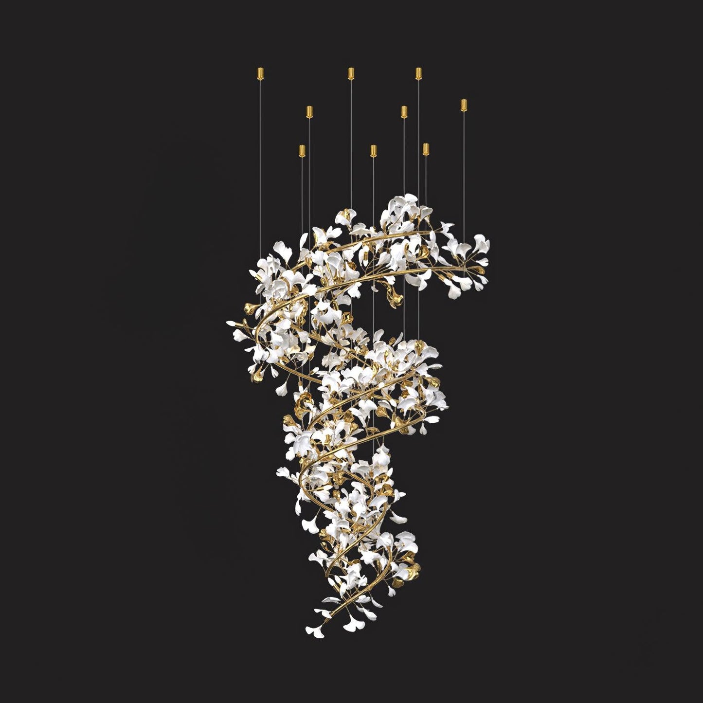 Gingko Ceramic Branch Chandelier Q