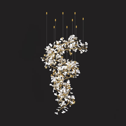 Gingko Ceramic Branch Chandelier Q