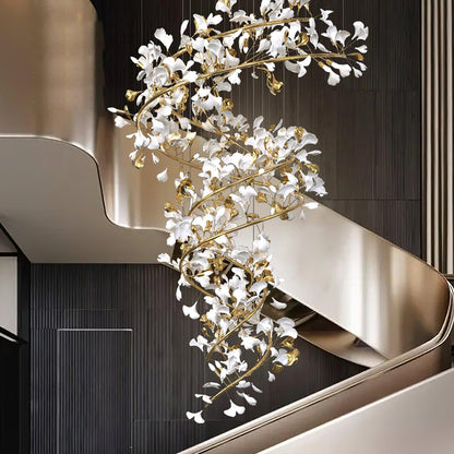 Gingko Ceramic Branch Chandelier Q