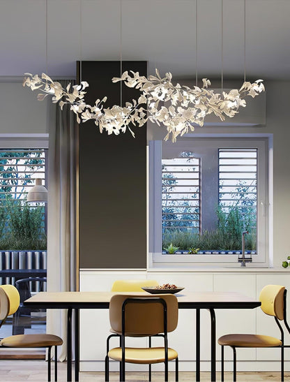 Double Layer Combination Gingko Ceramic Branch Chandelier