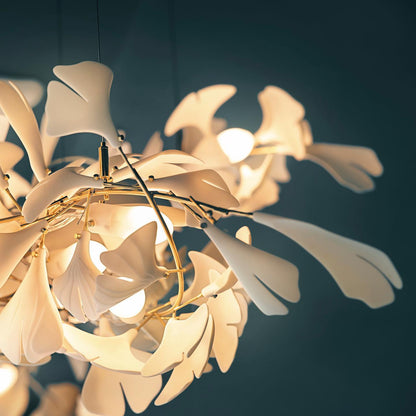Gingko Leaves Ceramics Spiral Branch Chandelier