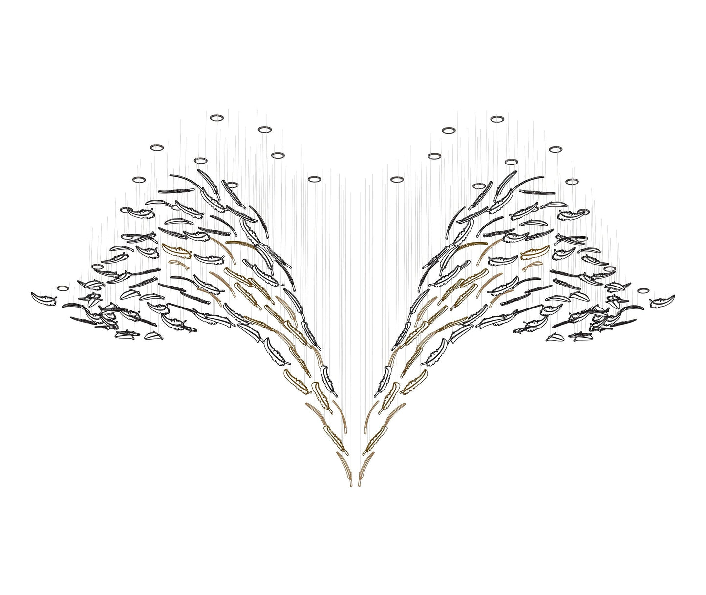 Galaxy Glass Feathers Flying Chandelier