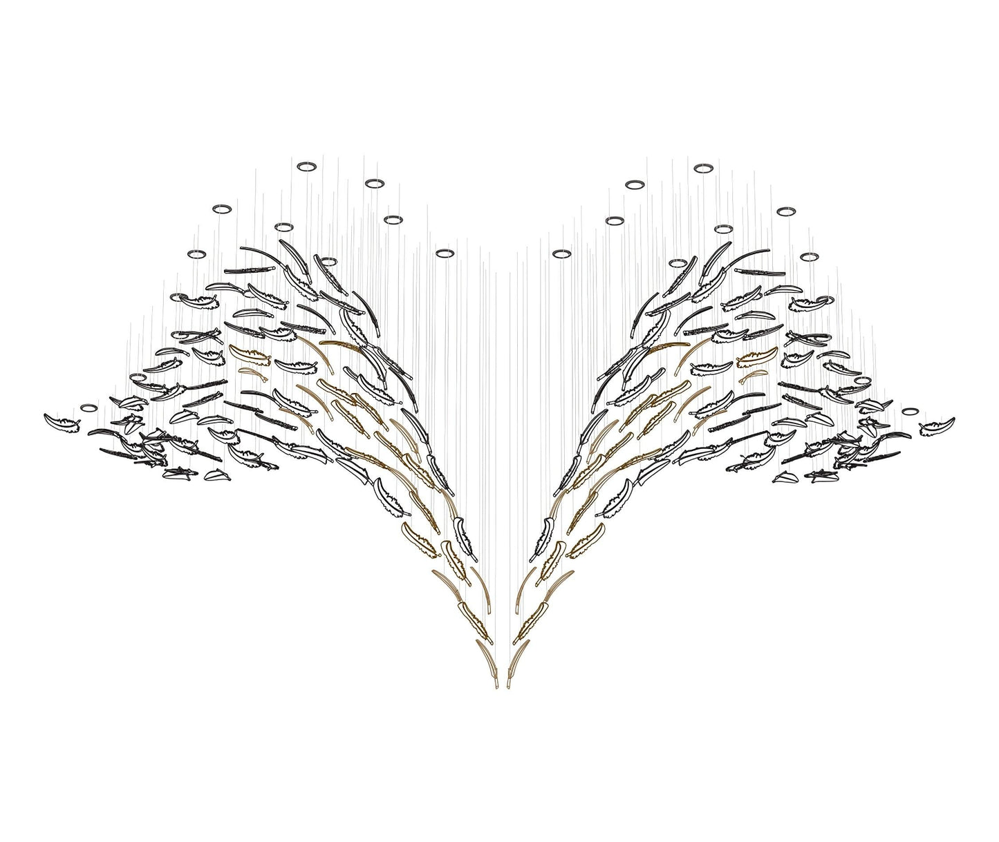 Galaxy Glass Feathers Flying Chandelier