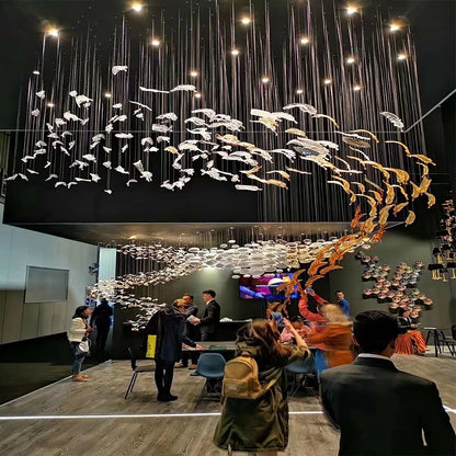 Galaxy Glass Feathers Flying Chandelier