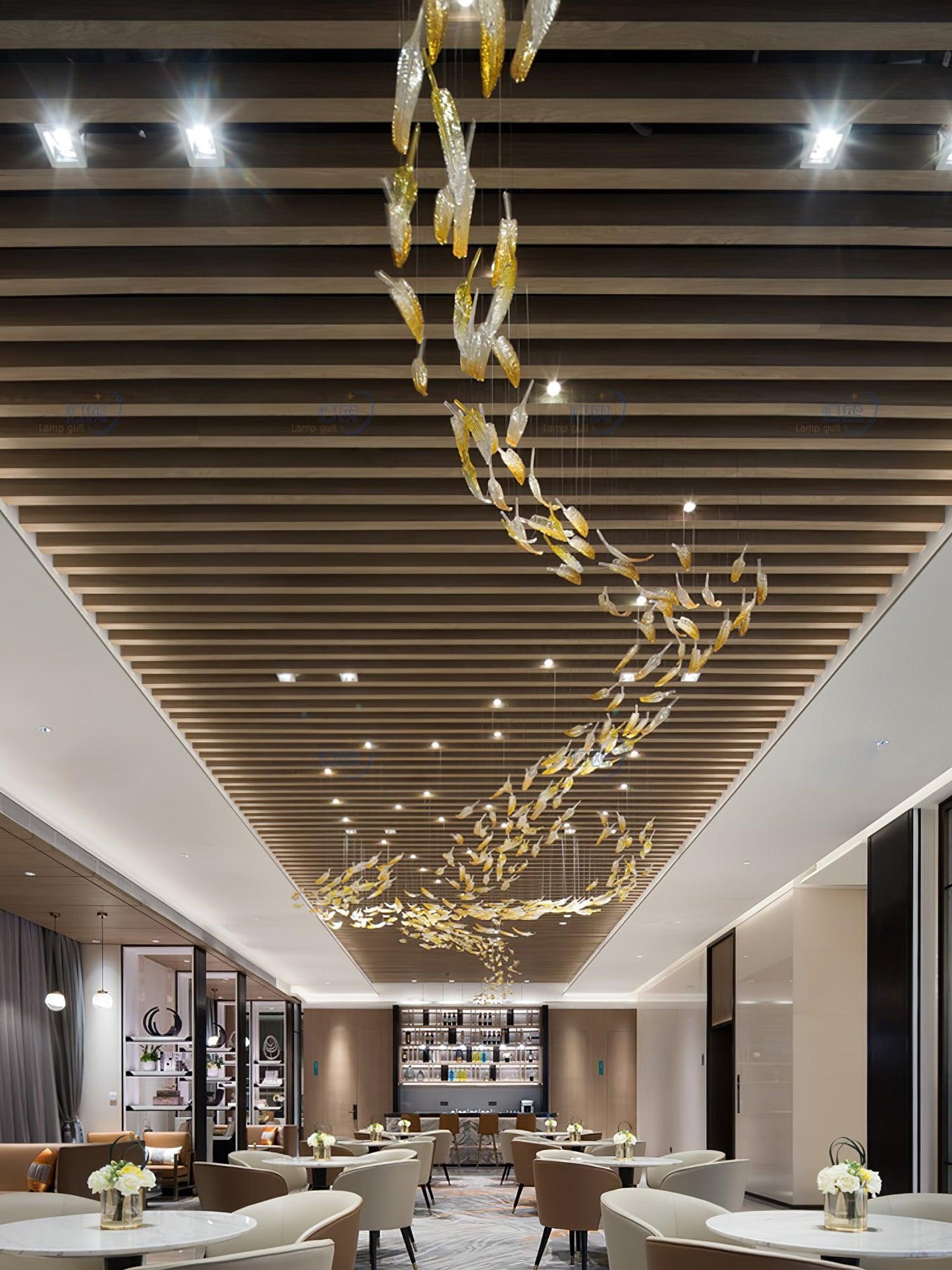 Galaxy Glass Feathers Flying Chandelier