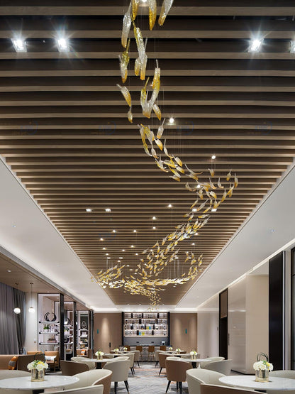 Galaxy Glass Feathers Flying Chandelier