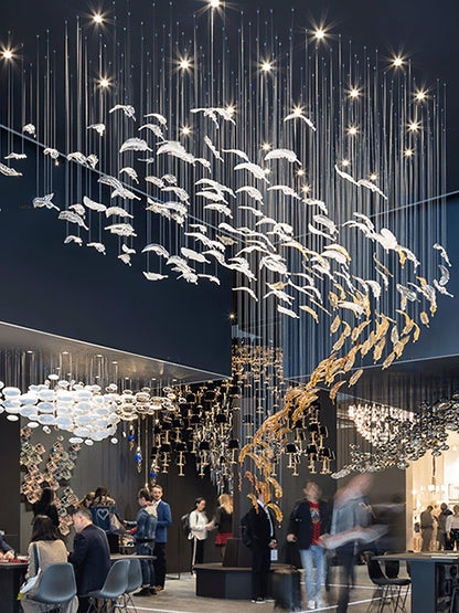 Galaxy Glass Feathers Flying Chandelier
