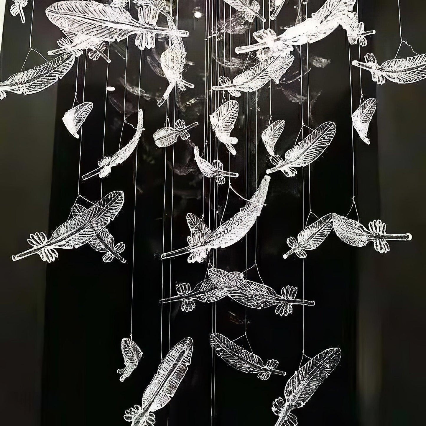 Galaxy Glass Feathers Flying Chandelier