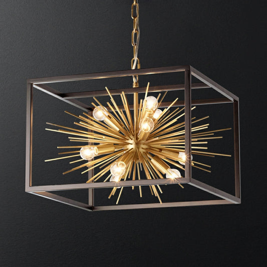 Gold Sputnik Living Room Chandelier Cage Ceiling Pendant Light Fixture For Kitchen Dining Room Restaurant Lamp