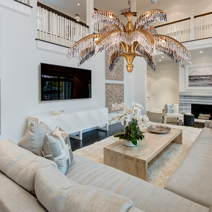 Luxury Palm Tree Crystal Chandelier in Brass for Living Room and Low Ceiling Spaces - Richardrider