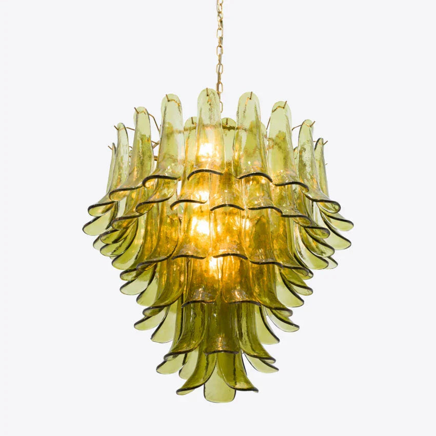 Murano Glass Green Petals Chandelier