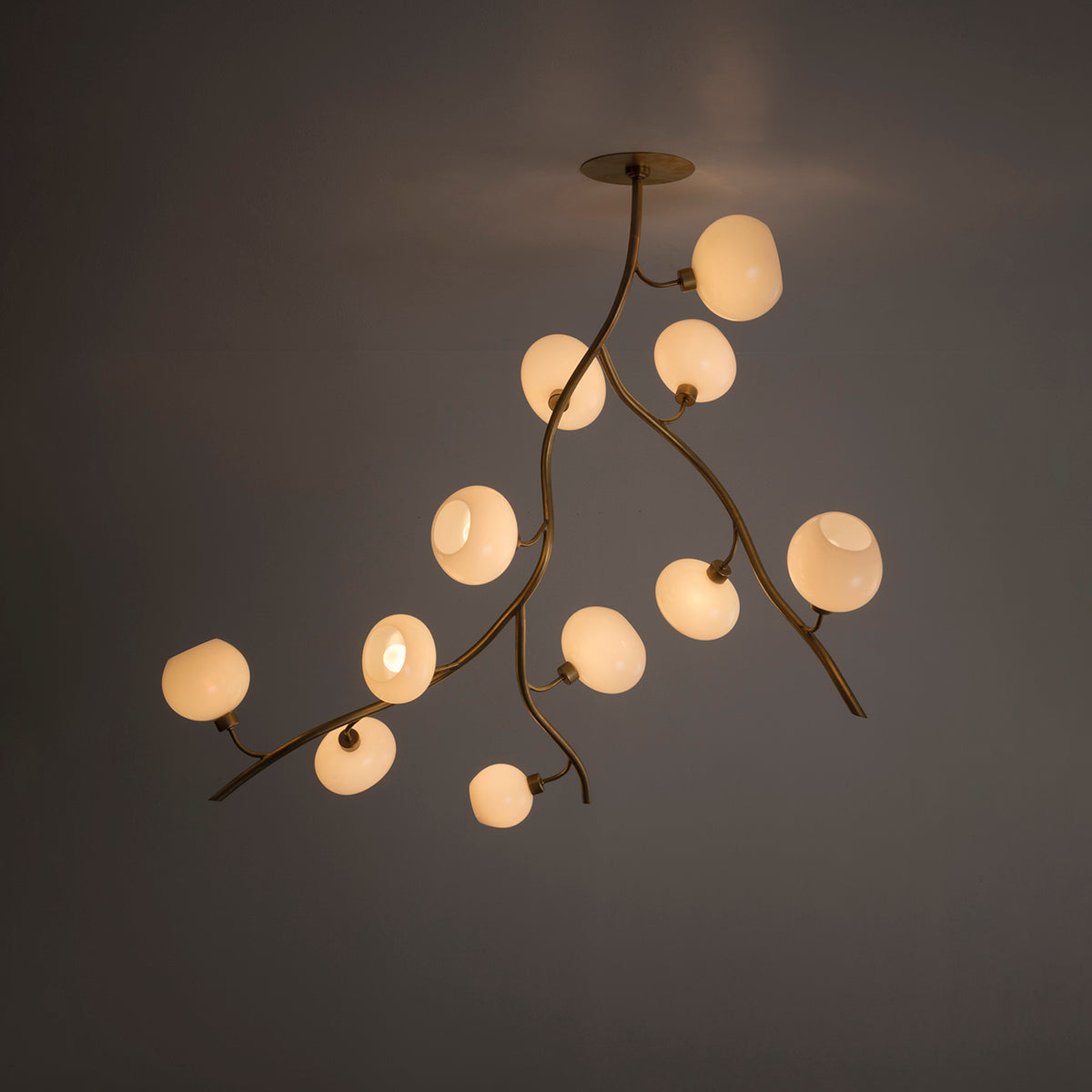 Modern Brass Branch Chandelier with Handcrafted Glass Globes - Richardrider