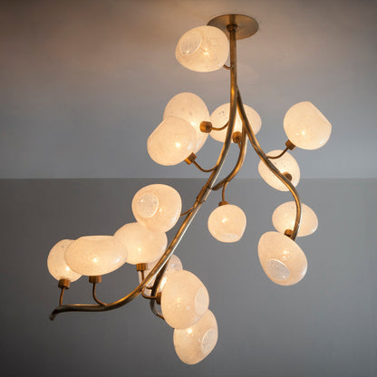 Modern Chandelier with Irregular Glass Lampshades and Brass Branches - Richardrider