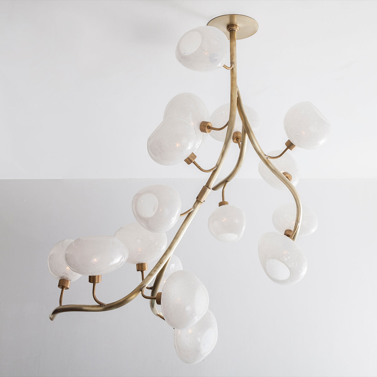 Modern Chandelier with Irregular Glass Lampshades and Brass Branches - Richardrider