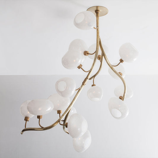 Modern Chandelier with Irregular Glass Lampshades and Brass Branches - Richardrider