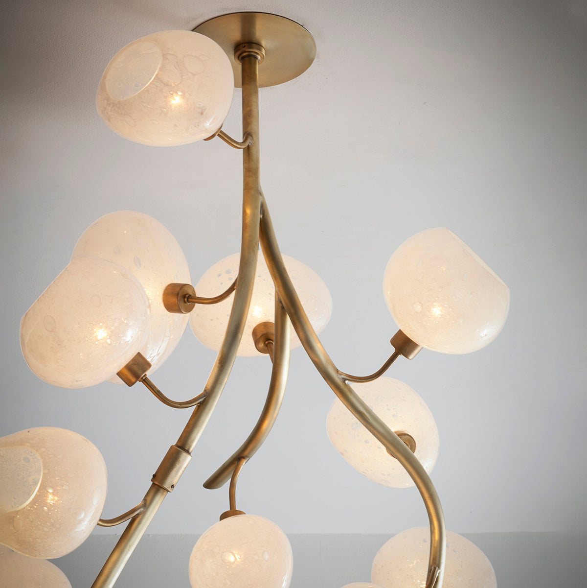 Modern Chandelier with Irregular Glass Lampshades and Brass Branches - Richardrider