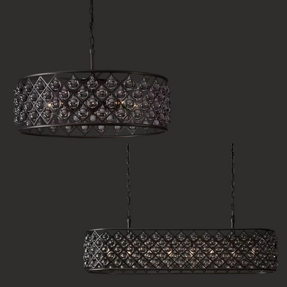Post-modern Raindrop Crystal Chandelier Rectangle/Round Light Fixture for Living Room/Dining Table