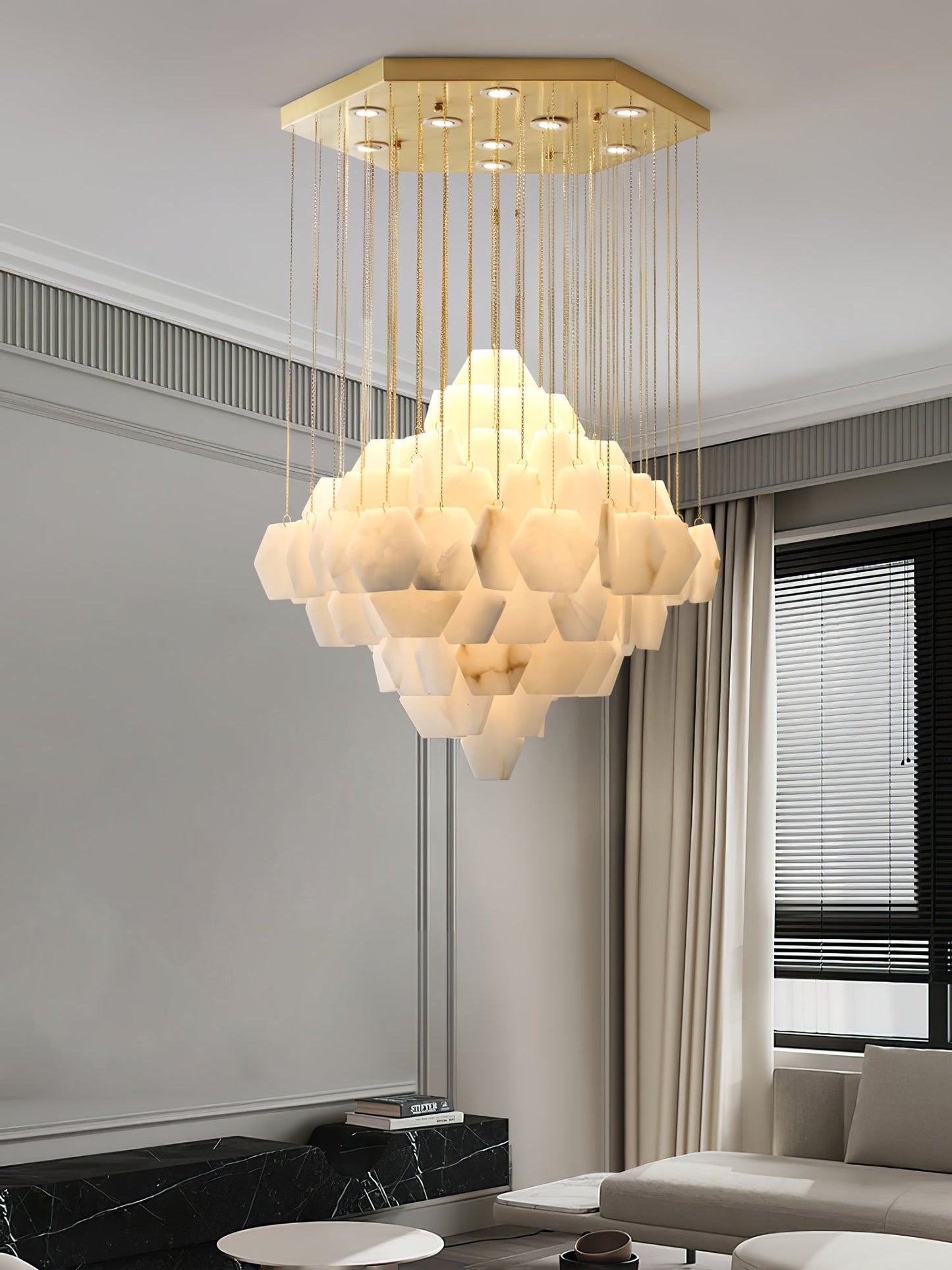 Hexa Alabaster Cascade Chandelier - Richardrider