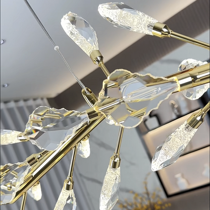 Sleek Modern Branch Crystal Leaves Linear Chandelier for Kitchen Island and Dining Room - Richardrider