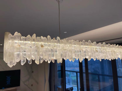 Modern Style Linear Natural Crystal Chandelier